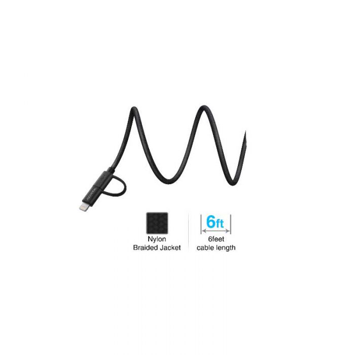 کابل 2 در 1 لایتینگ/ MicroUSB با روکش بافته شده-ای دیتا