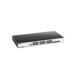 سوییچ DGS-3000-28L دارای 24 پورت گیگابیتی شبکه و 4 پورت گیگابیتی SFP است.