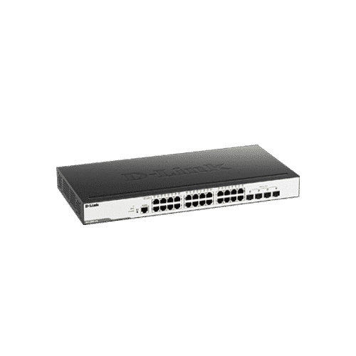 سوییچ DGS-3000-28L دارای 24 پورت گیگابیتی شبکه و 4 پورت گیگابیتی SFP است.