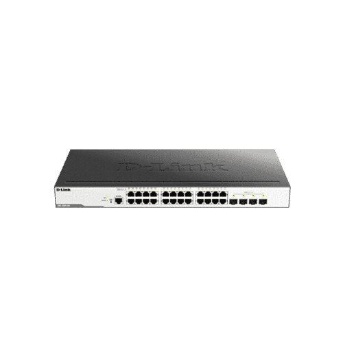 سوییچ DGS-3000-28L دارای 24 پورت گیگابیتی شبکه و 4 پورت گیگابیتی SFP است.