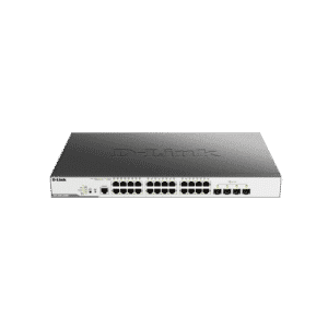 سوییچ DGS-3000-28LP دارای 24 پورت PoE گیگابیتی شبکه و 4 پورت گیگابیتی SFP است