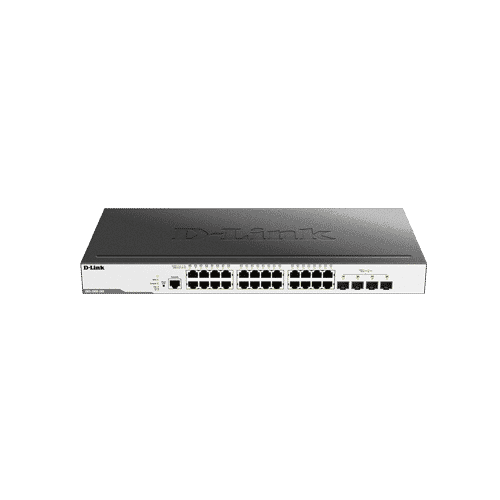 سوییچ DGS-3000-28X دارای 24 پورت گیگابیتی شبکه و 4 پورت +10G SFP است.