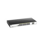 سوییچ DGS-3000-28XS دارای 24 پورت گیگابیتی SFP و 4 پورت +10G SFP است.