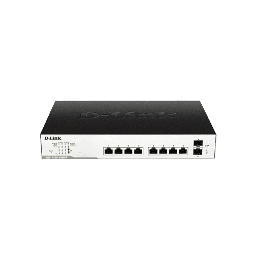 سوییچ DGS-1100-10MPدارای ۸ پورت گیگابیتی شبکه و دو پورت گیگابیتی SFP است