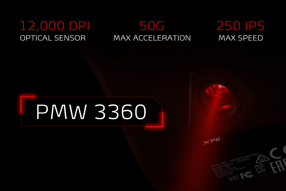 سنسور اپتیکال PMW3360 موس گیمینگ RGB مدل XPG PRIMER