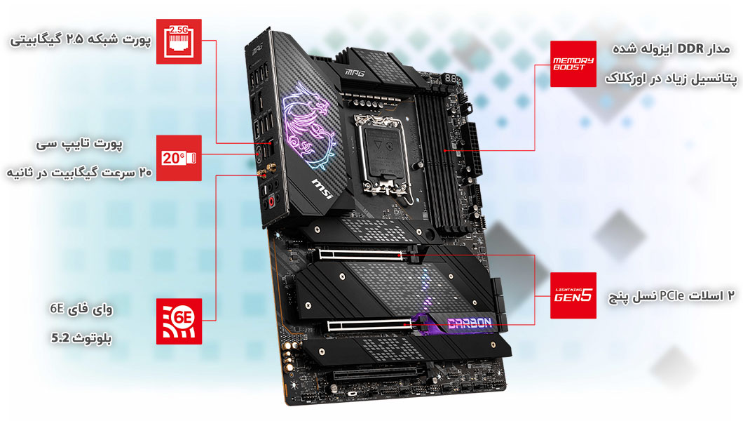 اتصالات MPG Z690 CARBON WIFI