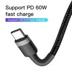 کابل شارژر تایپ C بیسوس مدل CAFULE با پشتیبانی از PD2.0 60W