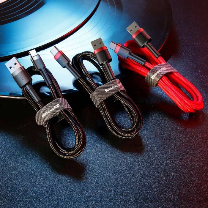 Baseus Cafule Cable durable nylon cord USB / USB-C QC3.0 3A 1M red