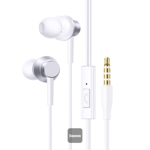 Baseus Encok HZ11 3.5mm Jack Wired Earphone, Universal Headset In-Ear Headphone With Mic - White