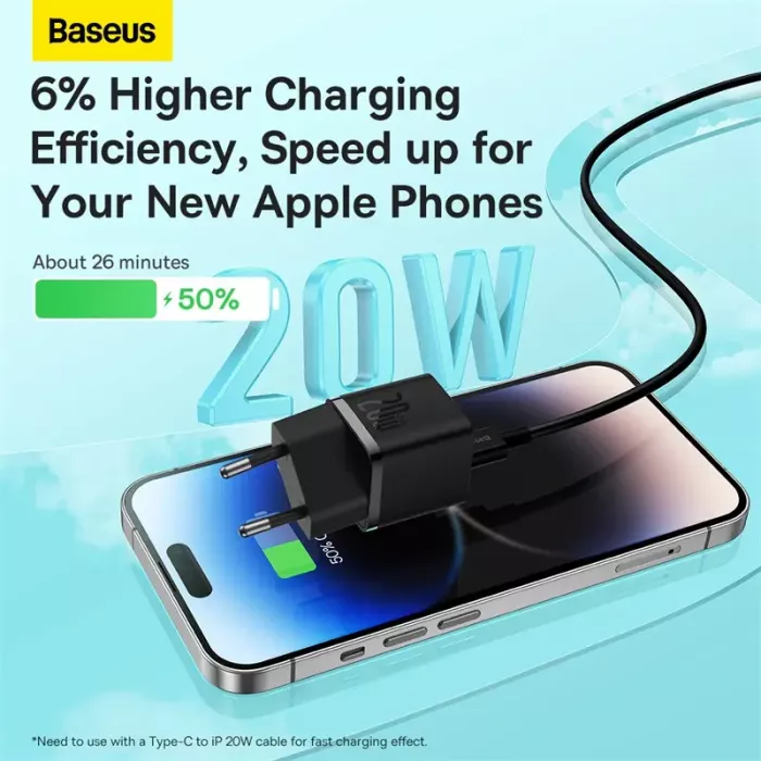 Baseus GaN5 EU Type C 20W Mobile Phone Travel Adapter Mini Fast Charger