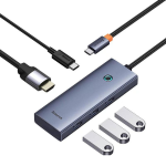 USB Hub 5-in-1 Hub Baseus UltraJoy Series USB-C to HDMI4K@30Hz+3xUSB 3.0+1xPD (grey)