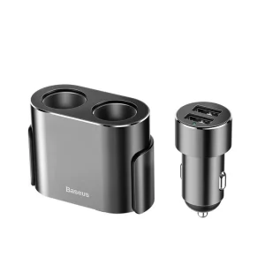 شارژر فندکی 80w بیوس مدل High Efficiency One to Two Cigarette Lighter
