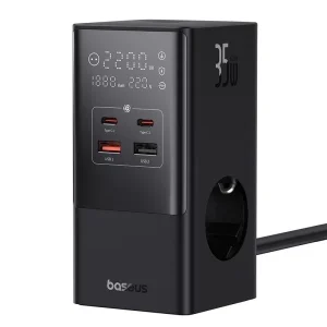 شارژر رومیزی 7 پورت بیسوس مدل PowerCombo Tower Digital  3AC+2U+2C 35W